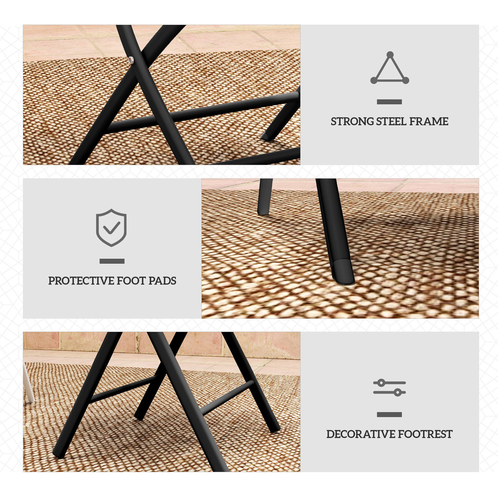 Outsunny 2 Seater Black Glass Table Top Garden Bistro Set Image 7