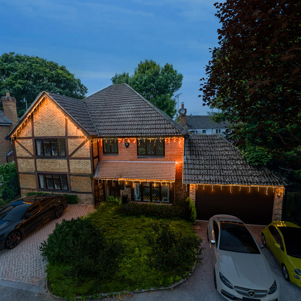 The Christmas Centre 210 Twinkling LED White Cable Icicle Light 6.6m Image 7