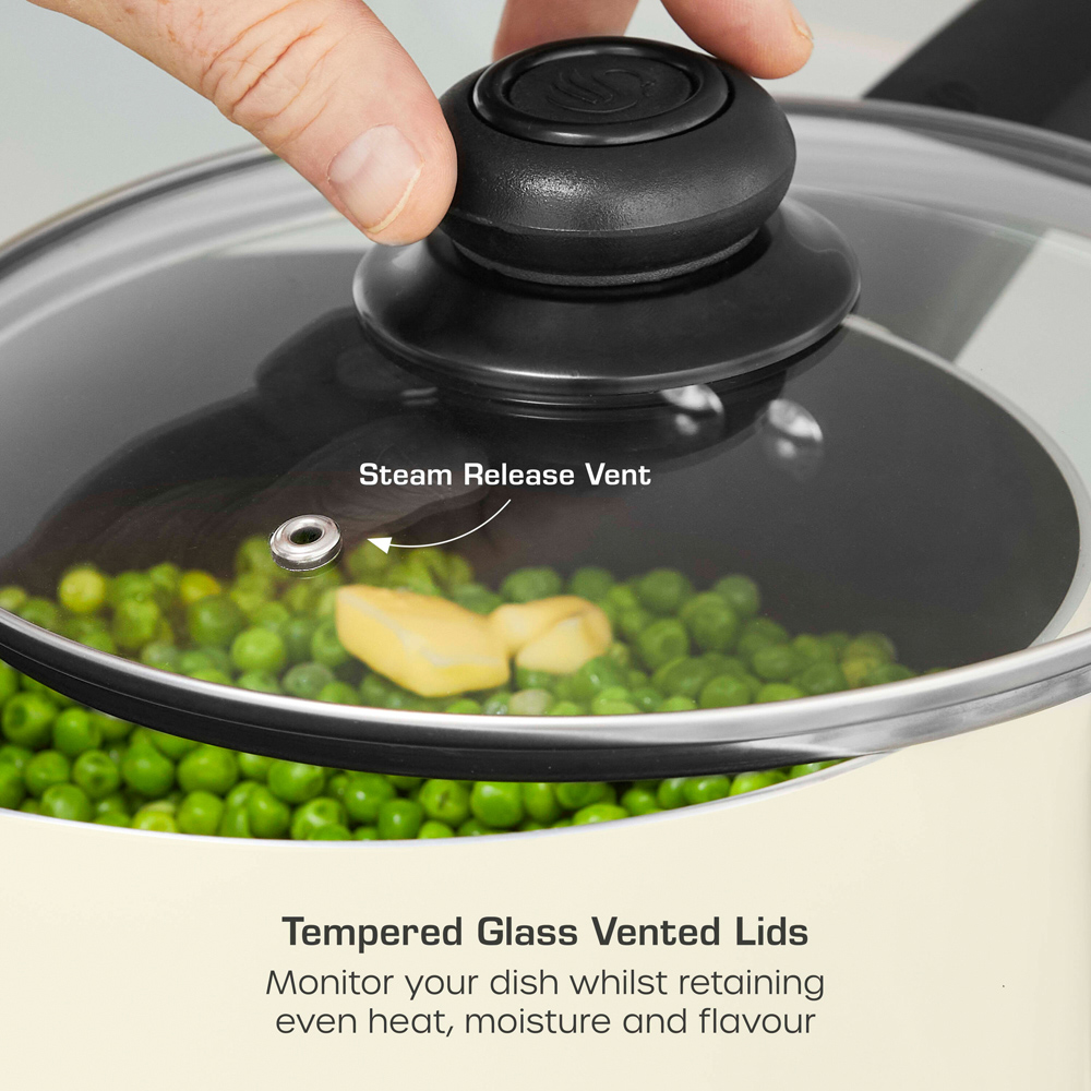 Swan Townhouse 3 Piece Cream Saucepan Set Image 6