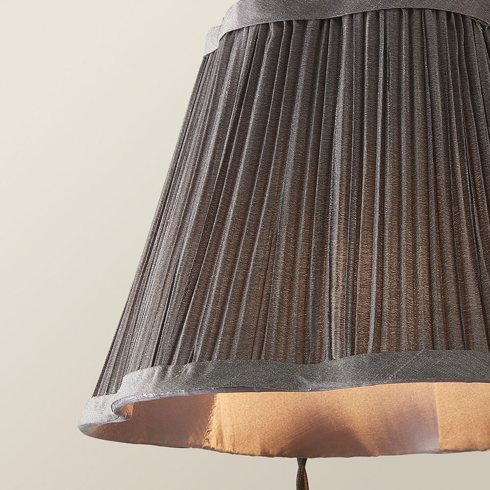 ValueLights Loralei Grey Pleated Faux Silk 3 Drop Cluster Black LED Ceiling Pendant Light Image 3