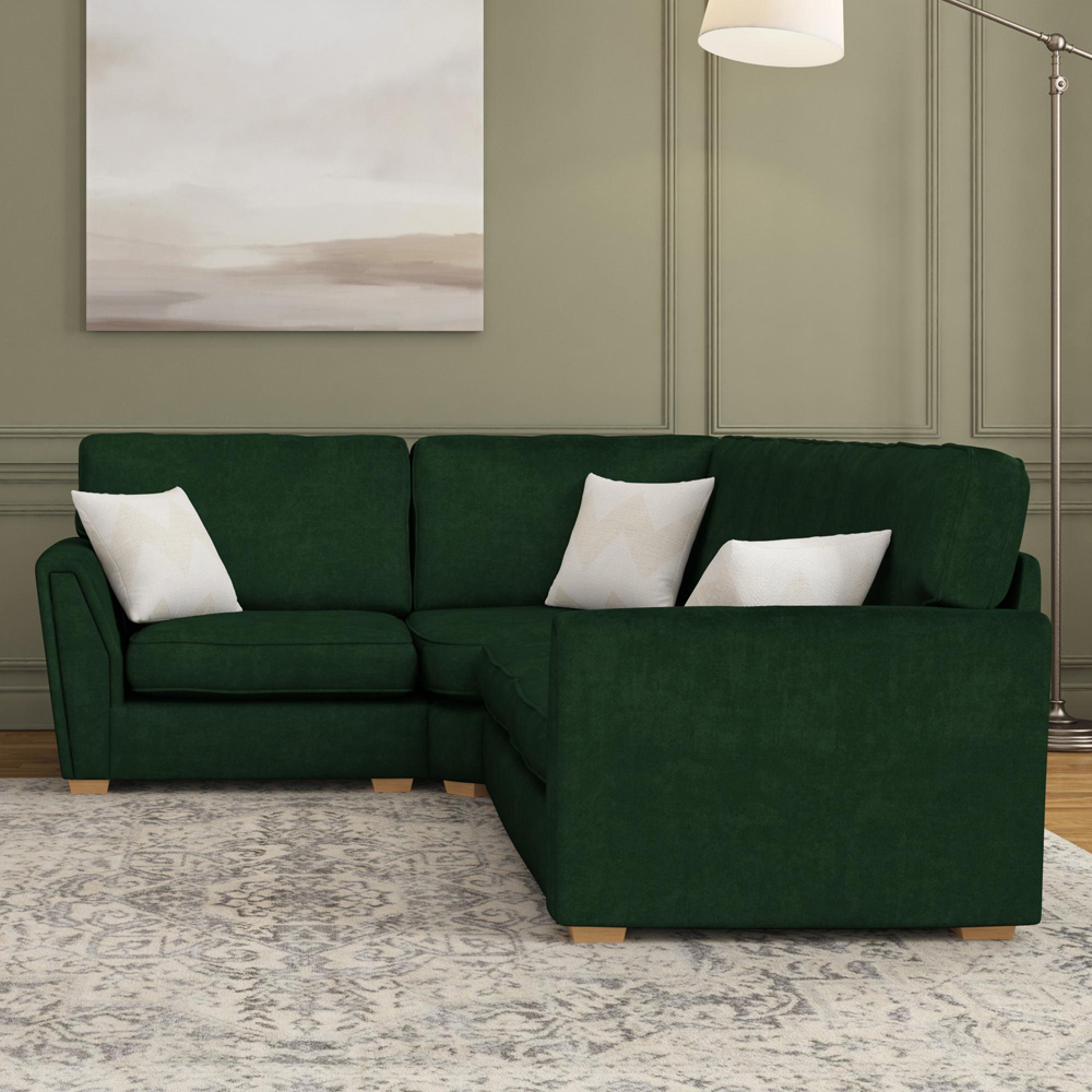 Wendleberry 3 Seater Forest Green Plush Velvet Fixed Back Left Hand Corner Sofa Image 5