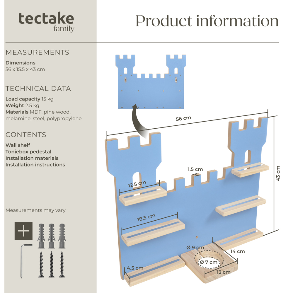 Tectake 6 Shelf Castle Design Wall Unit Image 9