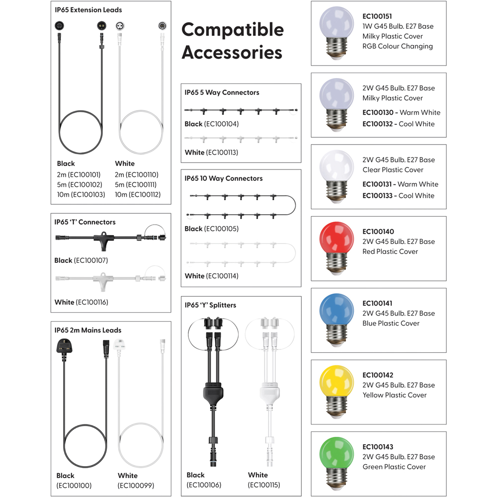 Eagle Connect Festoon E27 ES Screw 10 Lamp Holder 10m Image 2