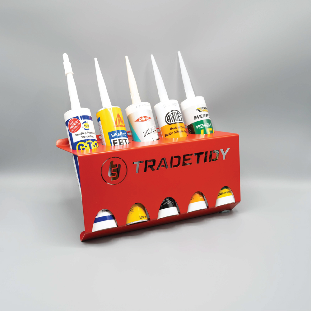 TradeTidy 2 Piece Red Steel Silicone Tube and Wipes Holder Set Image 5