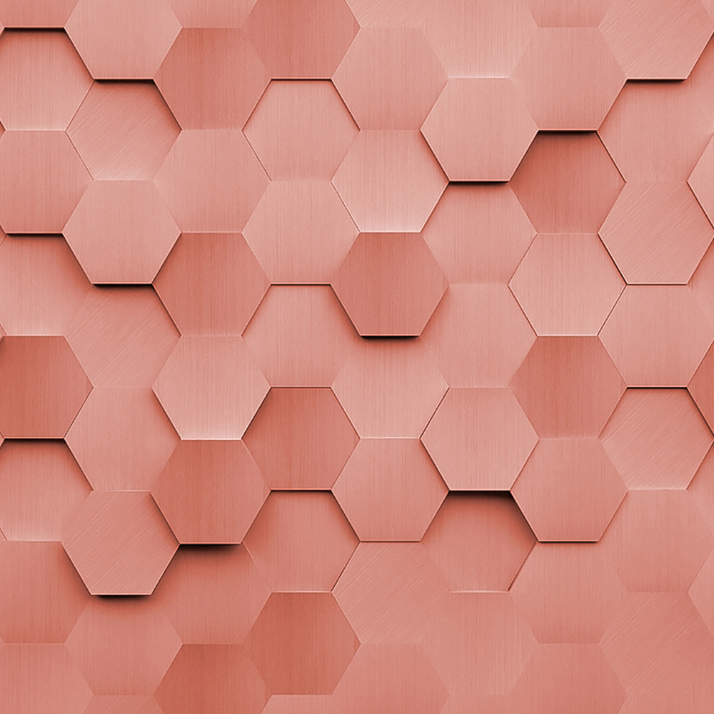 Origin Murals Metal Hexagons Orange Wall Mural Image 2