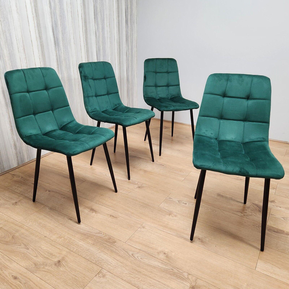 Denver Set of 4 Green Velvet Dining Chairs Image 4