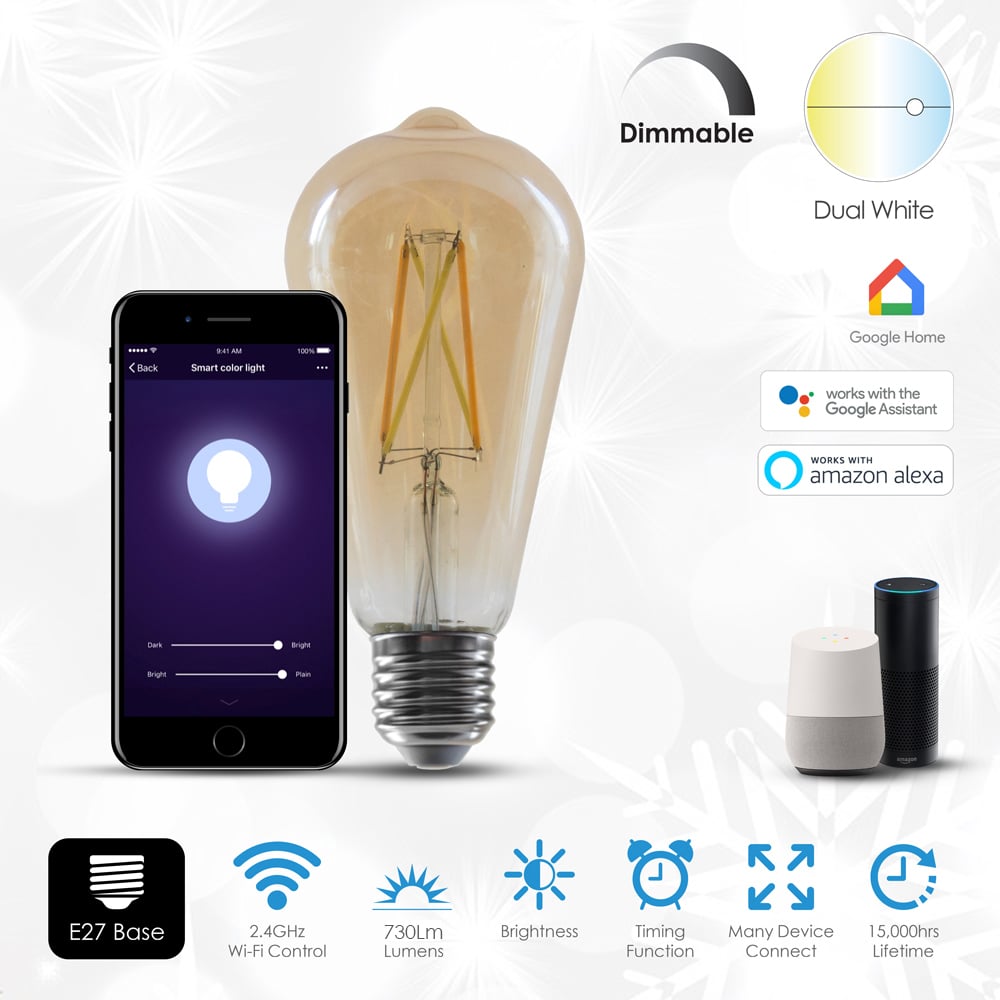 ENER-J 8.5W 6500K Filament Amber Glass Light 3 Pack Image 4