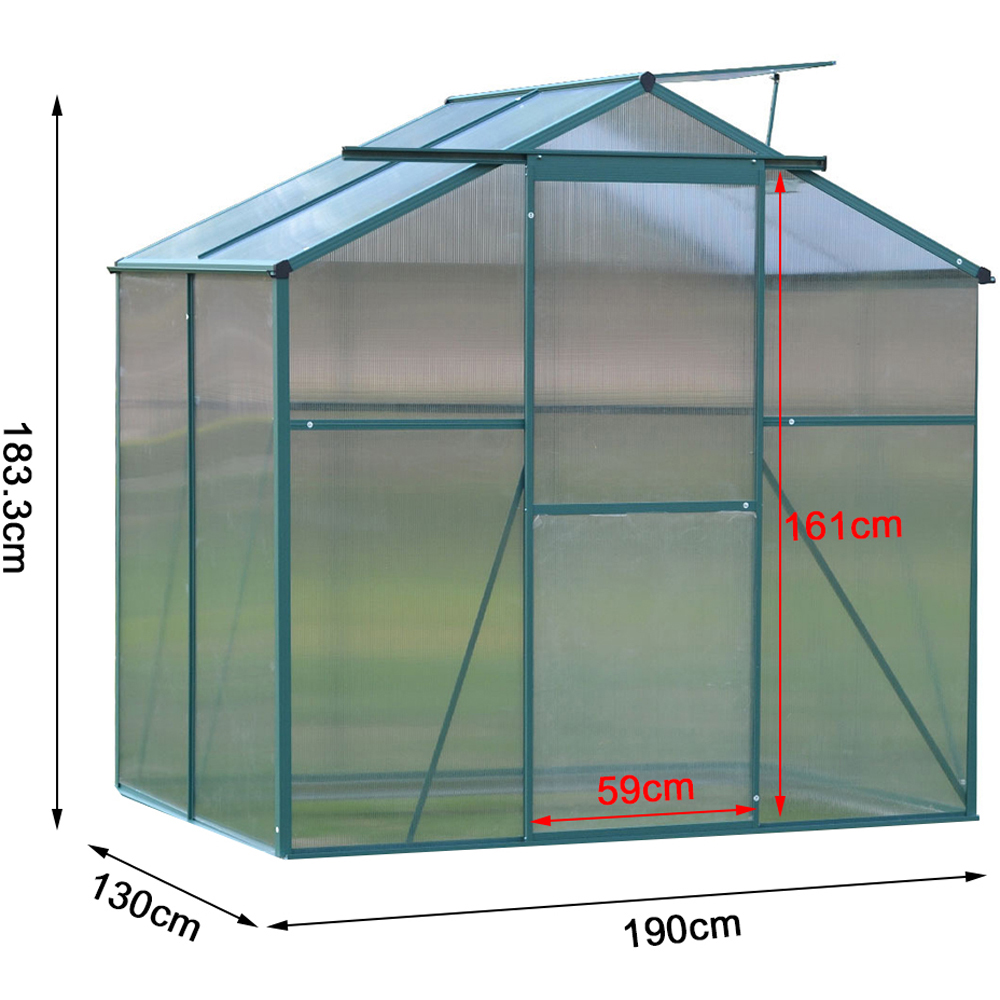 Living and Home Green Aluminium Frame 4 x 6ft Greenhouse Image 8
