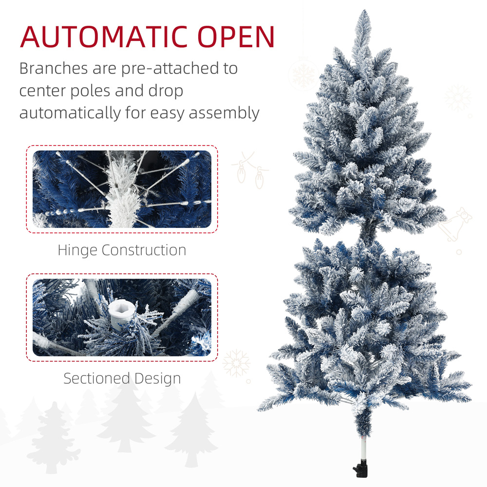 Everglow Snow Flocked Blue Artificial Christmas Tree 5ft Image 6