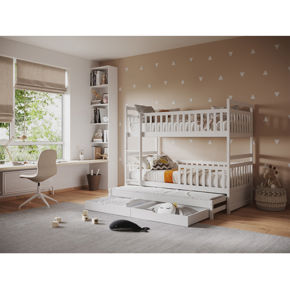 Flair Elvis White 2 Drawer Wooden Bunk Bed with Trundle Image 3