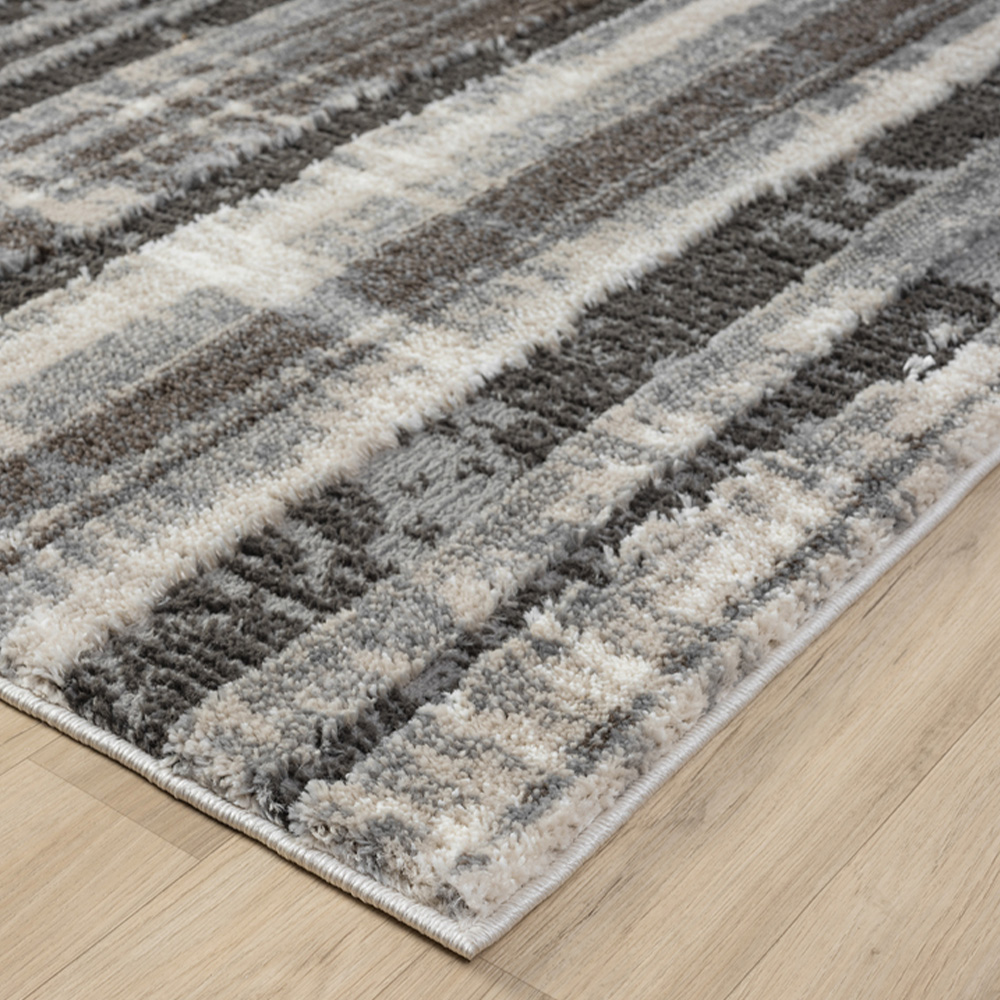 Desire Rugs Eleanor Grey Striped Embossed Rug 80 x 150cm Image 4