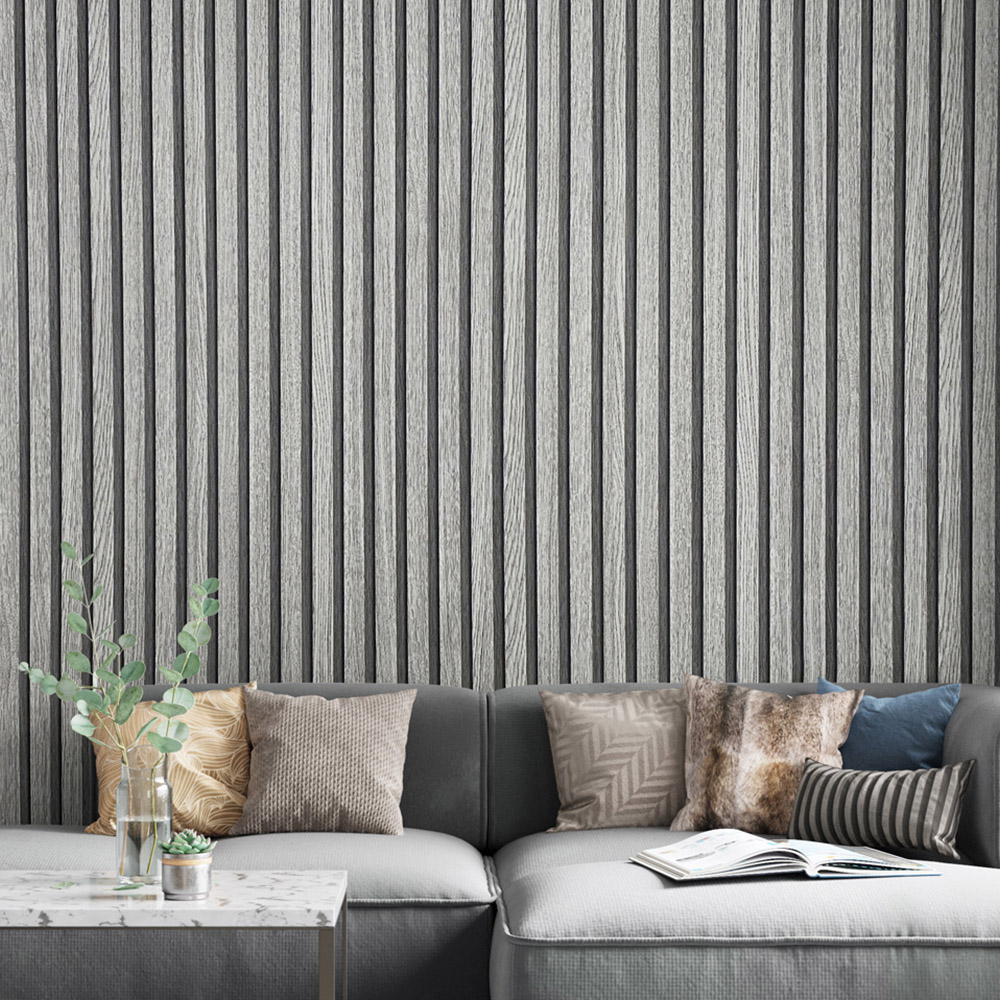 Galerie Industrial Effects Panelled Grey and Charcoal Wallpaper Image 3