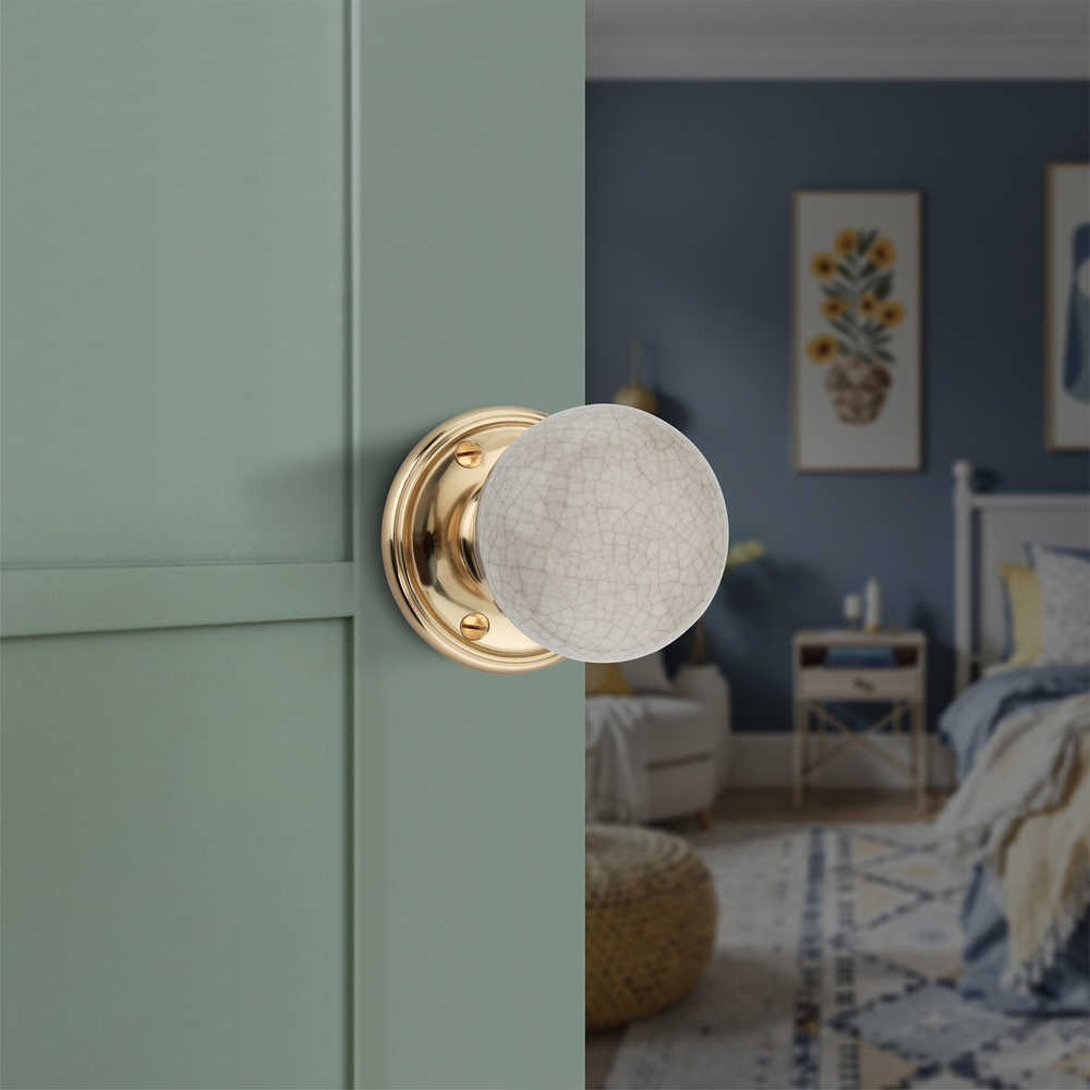 Spira Brass Polished Brass Ceramic Mortice Door Knob 2 Pack Image 2