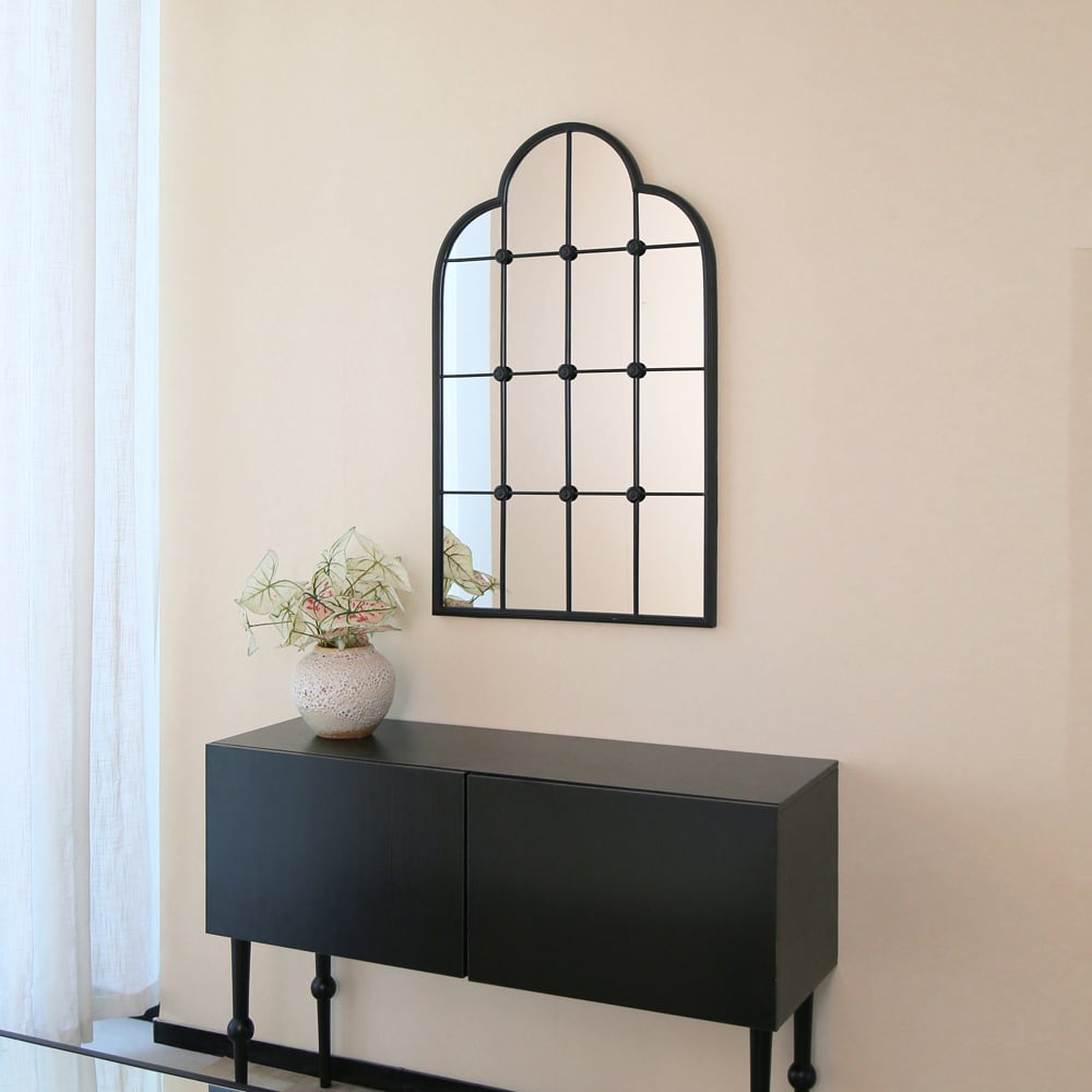 Charles Bentley Monaco Black Industrial Style Wall Mirror Image 7