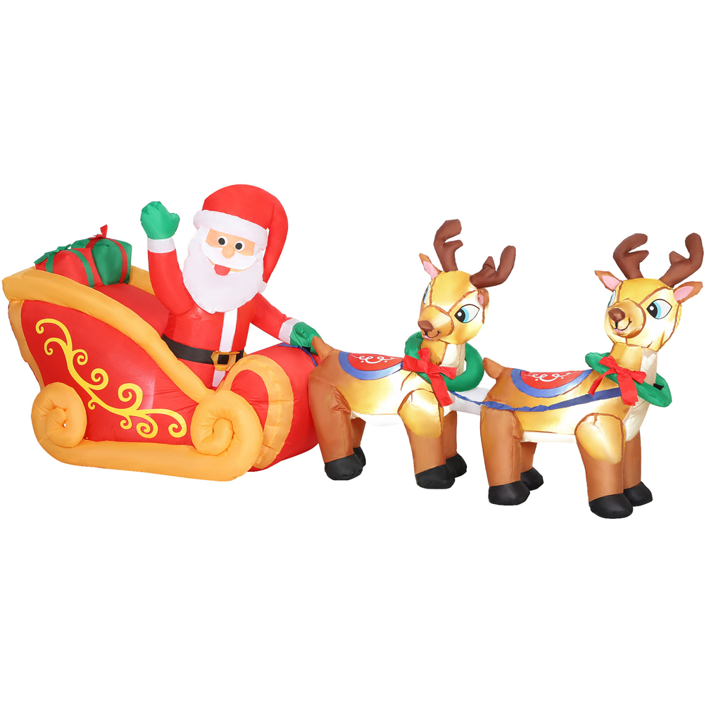 Everglow Christmas Blow Up Inflatable Santa on Sleigh Decoration with Built-in LEDs 7.9ft Image 2