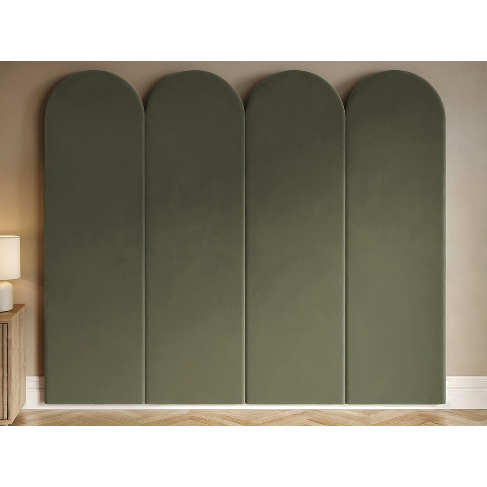 Solace+Co Cirrus Khaki Green Velvet Headboard Panel 4 Pack Image 4