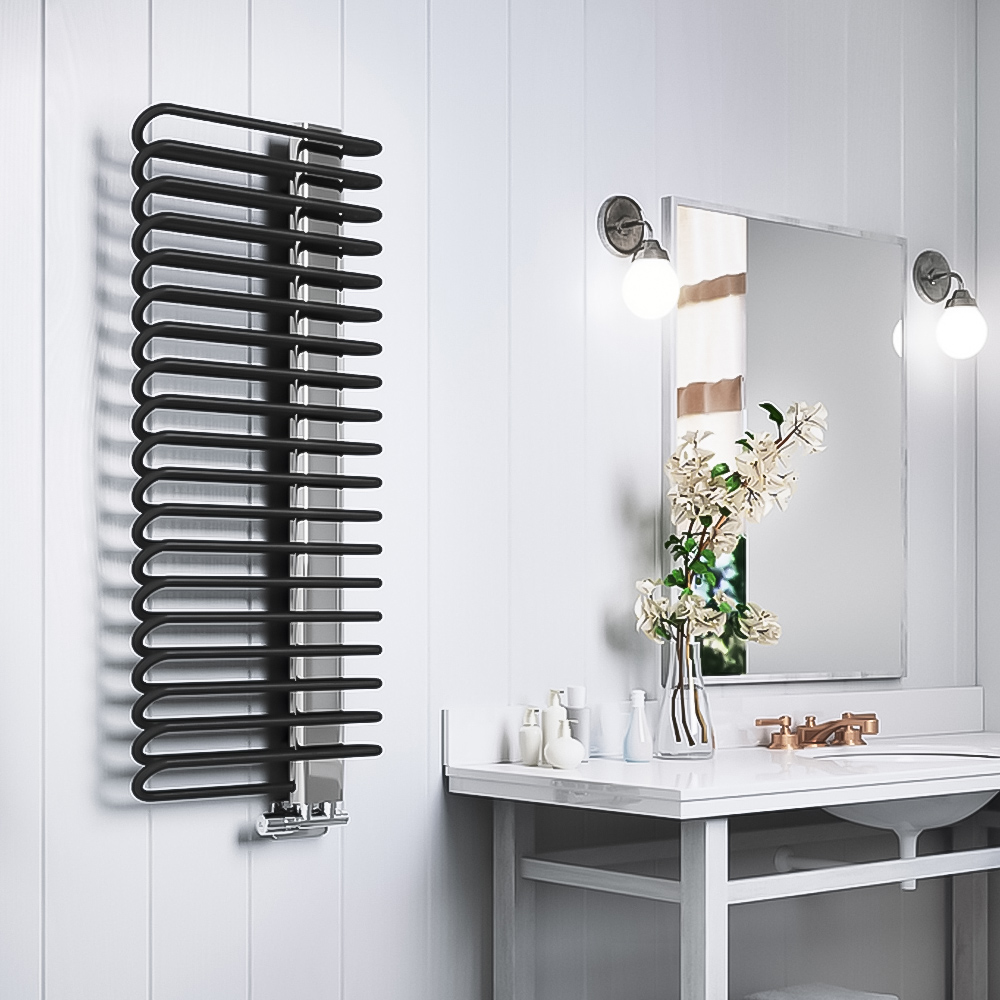 Terma Michelle 2459BTU Metallic Black and Chrome Heated Towel Rail 1200 x 500mm Image 2