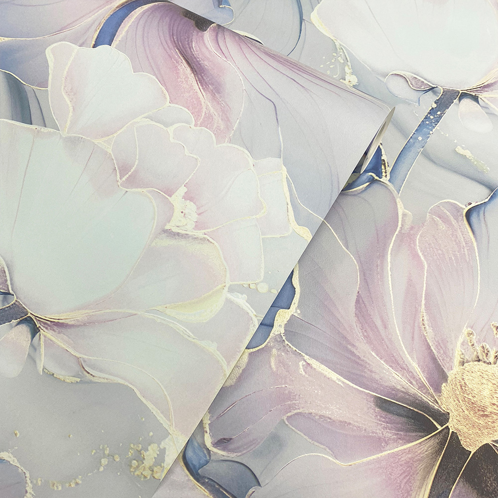 Muriva Bliss Floral Pink and Gold Wallpaper Image 2