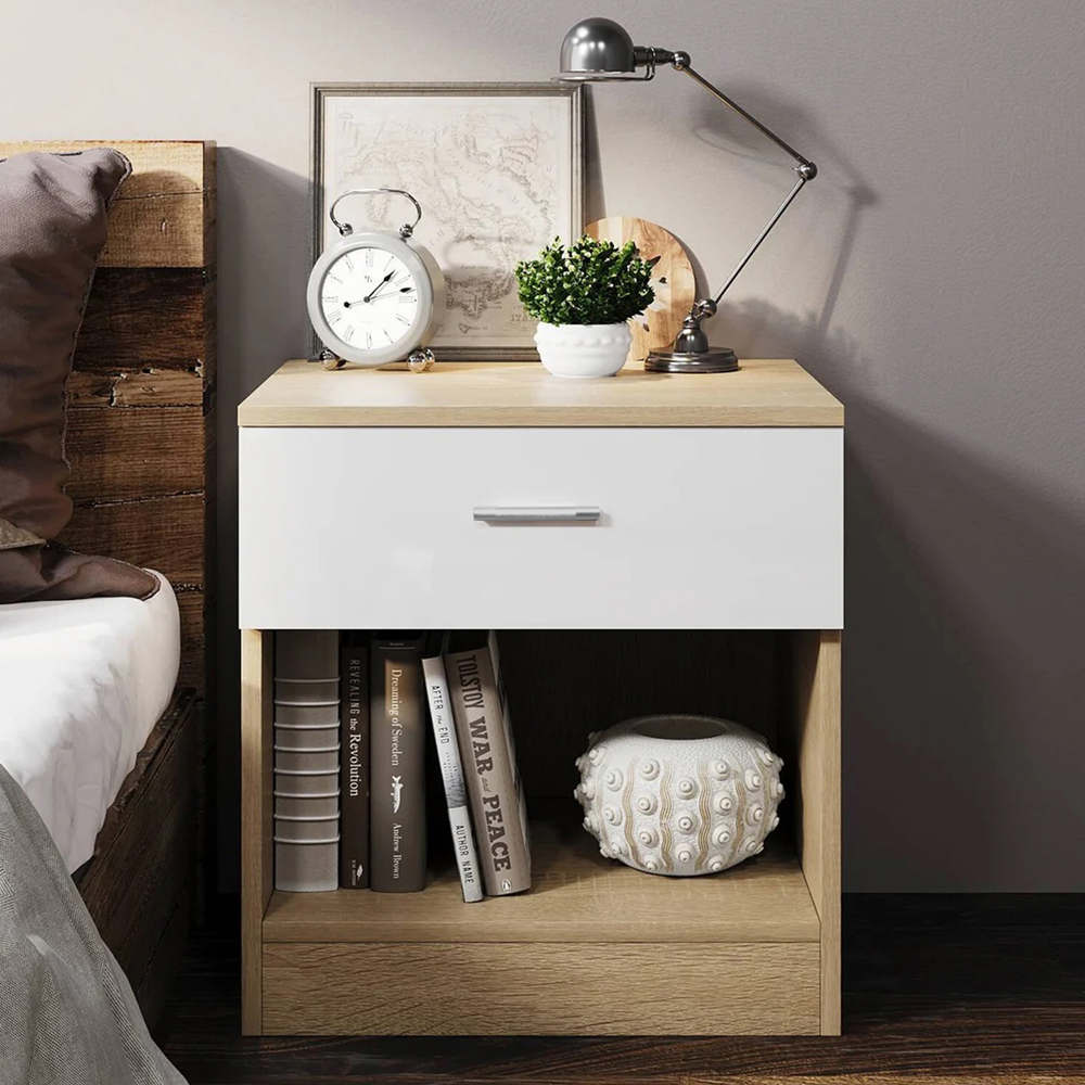 Brooklyn Single Drawer White High Gloss Bedside Table Image 5