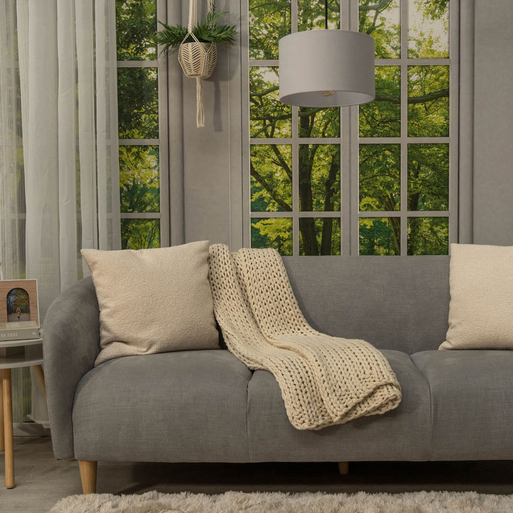 ValueLights Reni Grey Ceiling Drum Lamp Shade Small Image 5