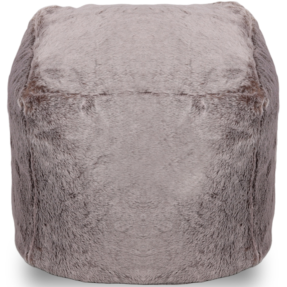 Kaikoo Grey Fur Cube Stool Image 2