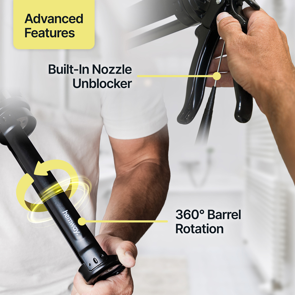 Hemway Premium 4-Piece Light Grey Sealant Caulking Gun and Profiling Tool Kit Image 7