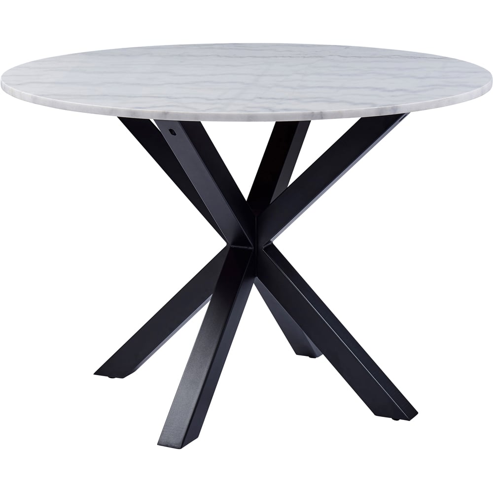 Florence Heaven 4 Seater Marble Top Round Dining Table Set with White and Black Image 2