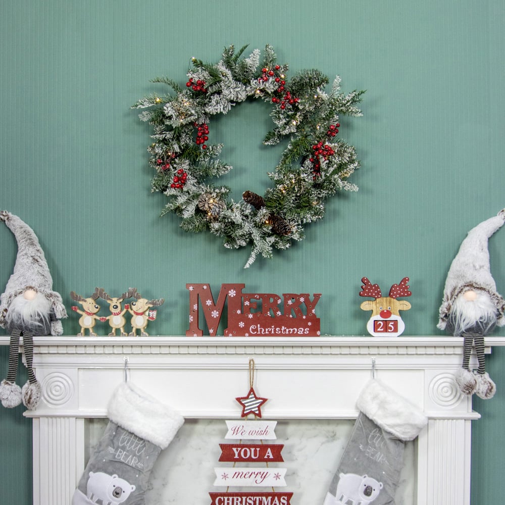 The Christmas Workshop Pre-Lit Christmas Wreath with Berries and Cones 60cm Image 6