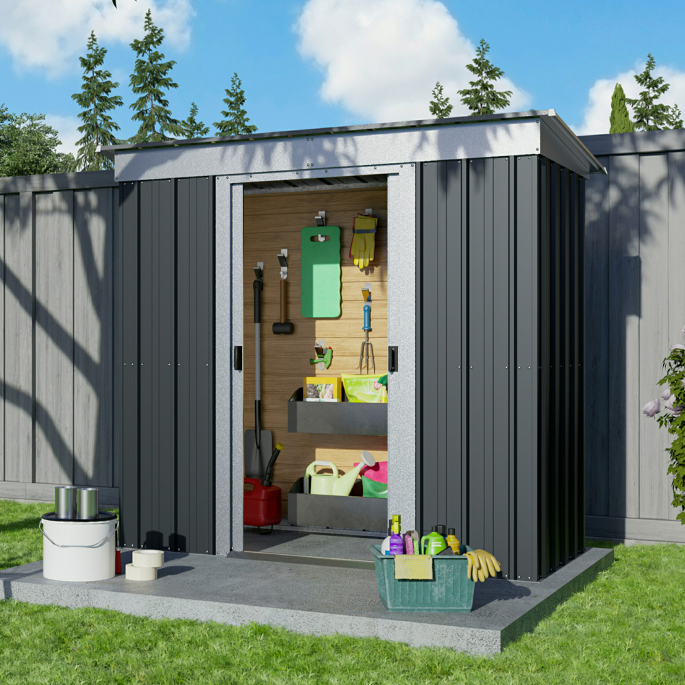 Yardmaster Castleton 6 x 4ft Anthracite Metal Pent Storage Shed Image 2