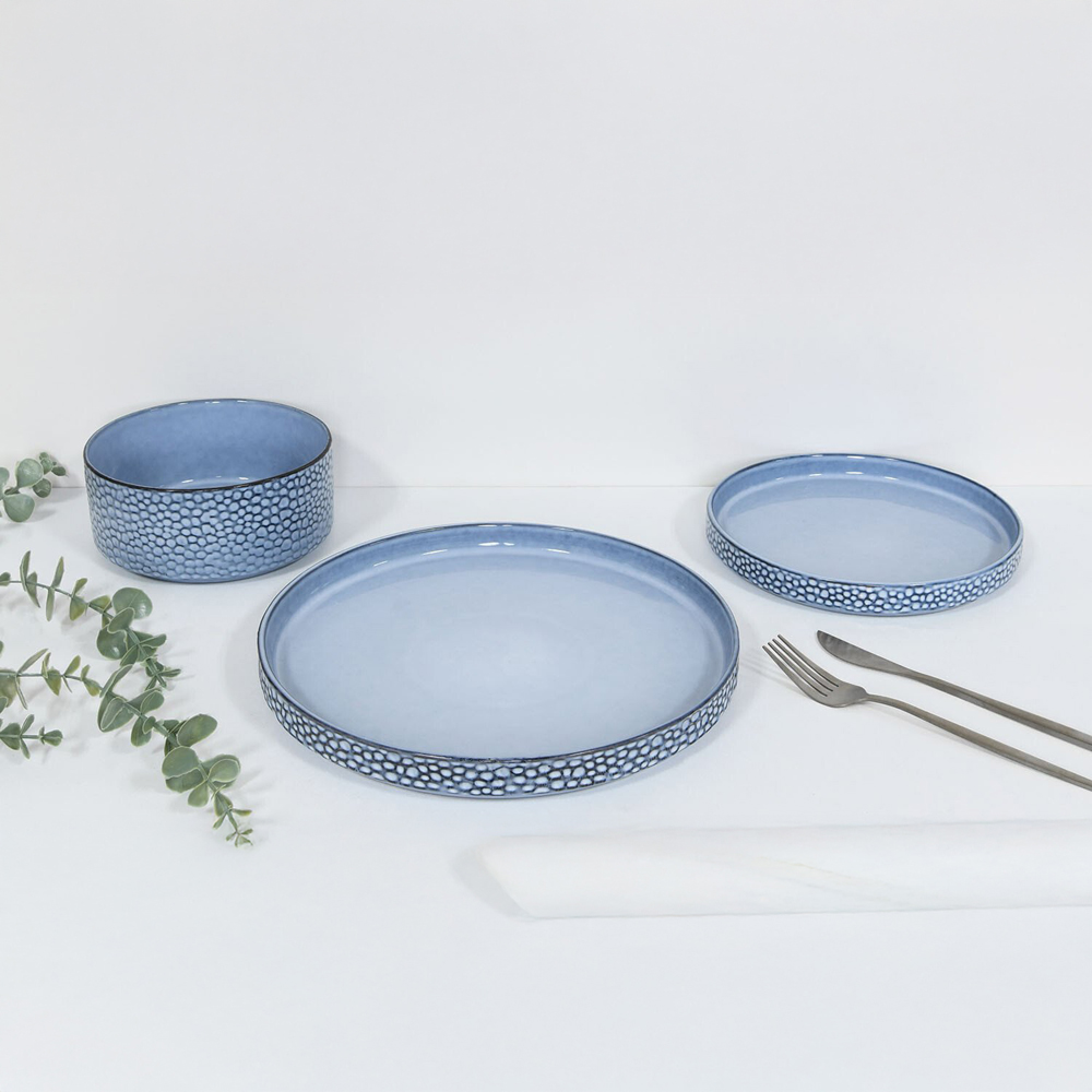 12 Piece Blue Pearl Dinner Set - Blue Image 2