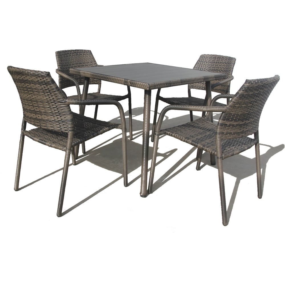 Furniture One 4 Seater Rattan Stackable Garden Dining Set Image 2