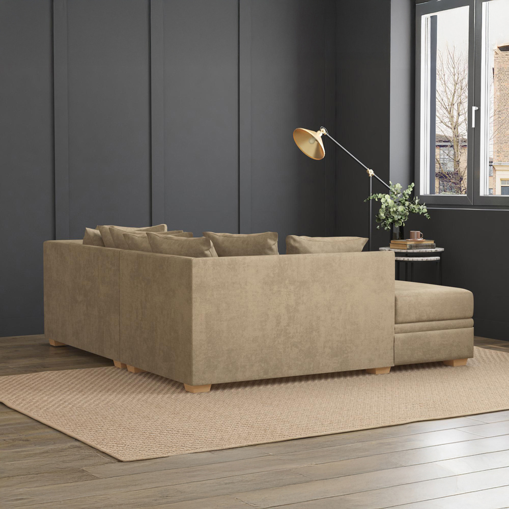 Modo 3 Seater Mink Plush Velvet Left Hand Scatter Back L-Shape Corner Sofa Image 8