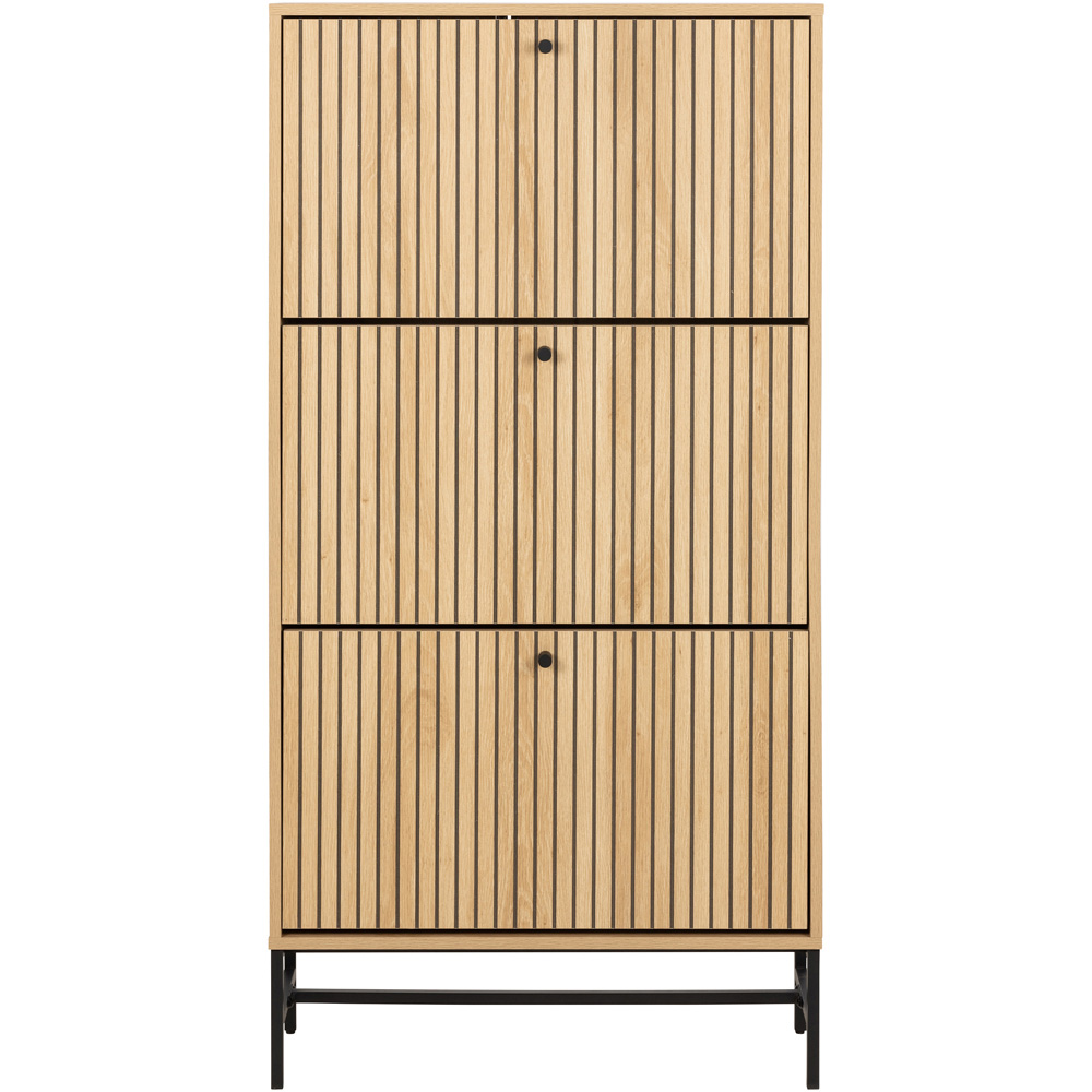 Florence Albany 3 Flip Down Door Oak Shoe Cabinet Image 4