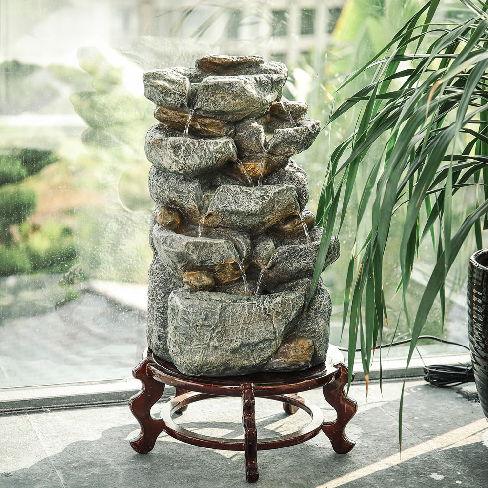 Living and Home Outdoor LED Rockery Waterfall Fountain Image 8
