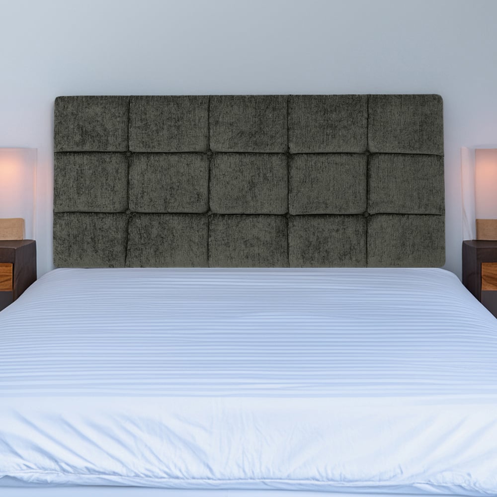 Bedmaster Pearl King Size Charcoal Chenille Squared Headboard Image 1