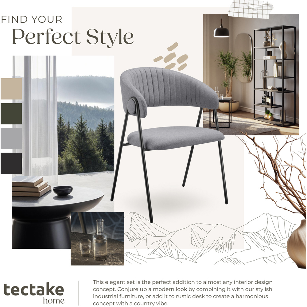 tectake Bedano Set of 4 Grey Dining Chair Image 8