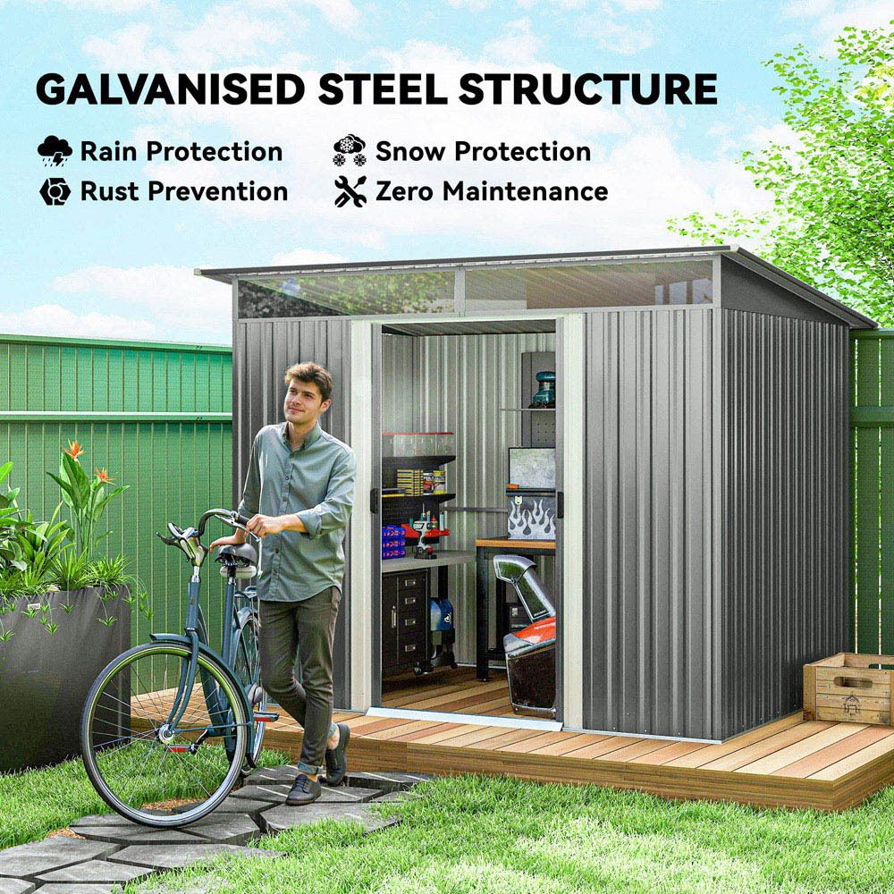 Outsunny 8.5 x 6ft Light Grey Metal Garden Storage Shed Image 7
