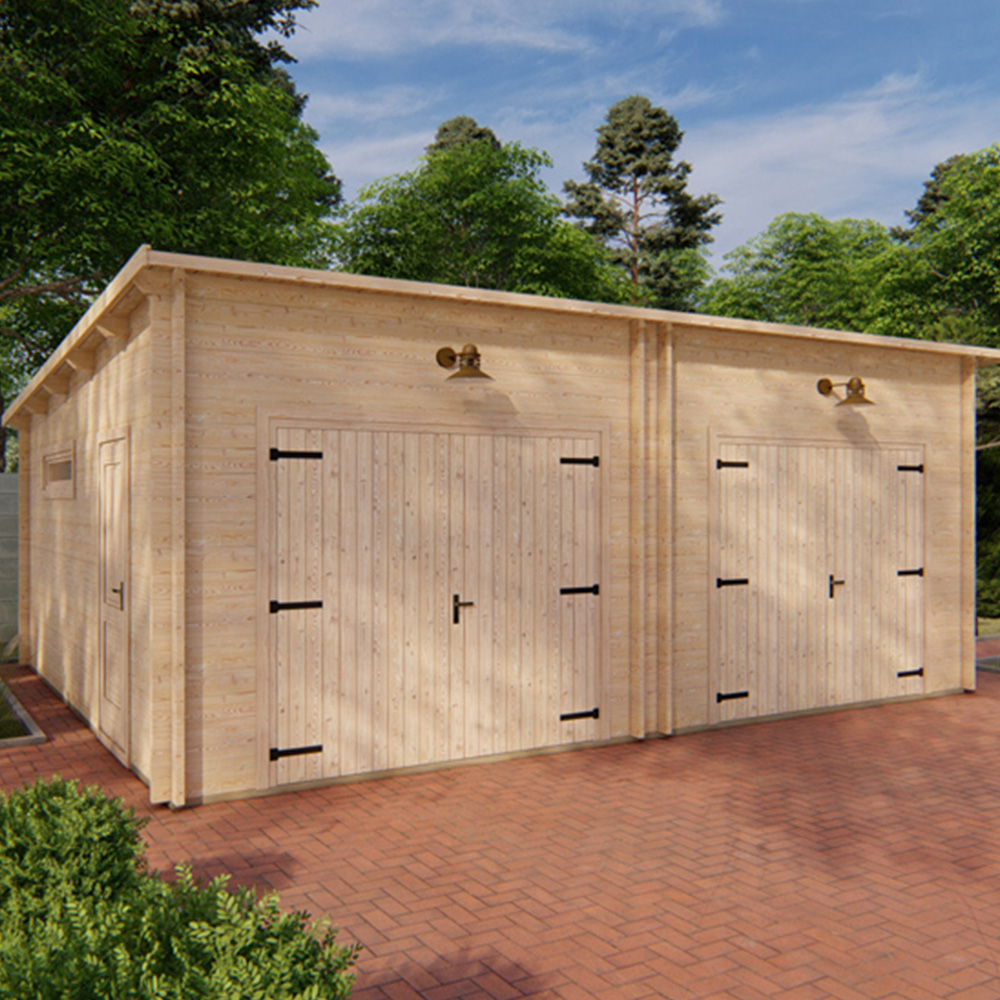 Shire Garage 22 x 18ft 2 Double Door Pent Log Cabin Image 5