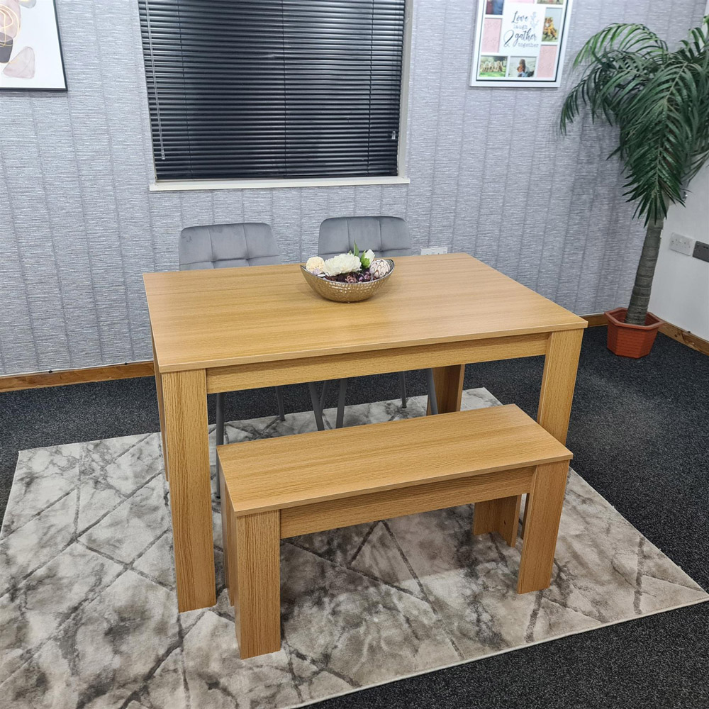 Portland 4 Seater Square Dining Table Set Oak Effect and Grey Image 6