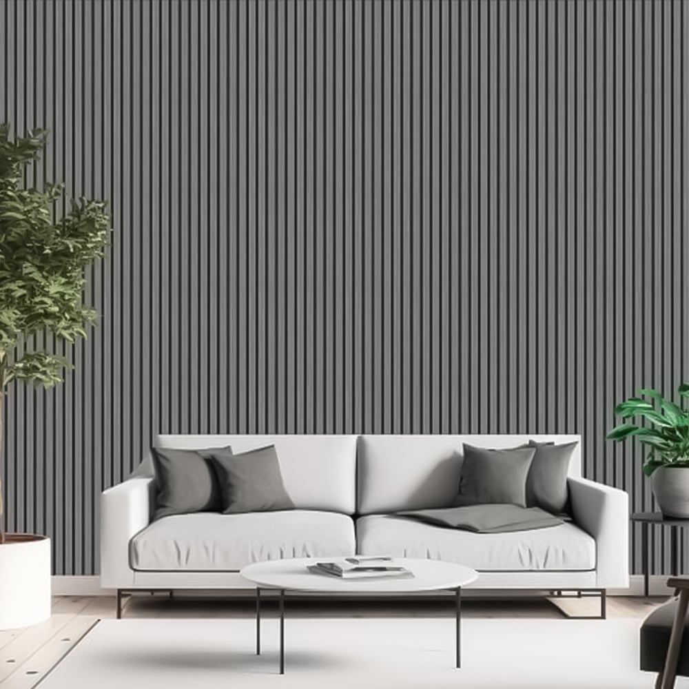Shh Acoustics 240 x 60cm Light Grey Decorative Slat Wall Panel Image 1