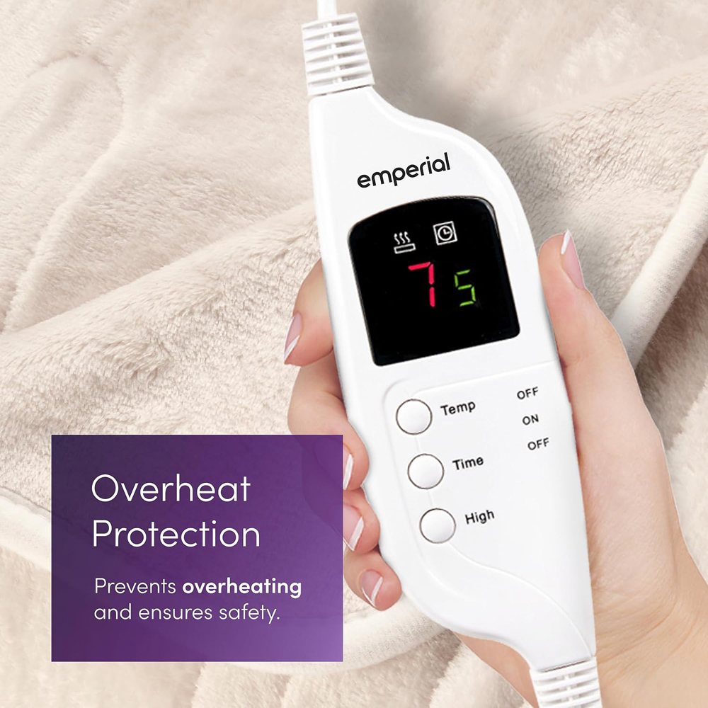 Emperial Cream Electric Heated Throw Blanket Image 5