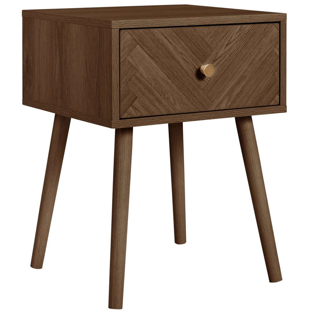 Birlea Herringford Single Drawer Walnut Bedside Table 2 Pack Image 2