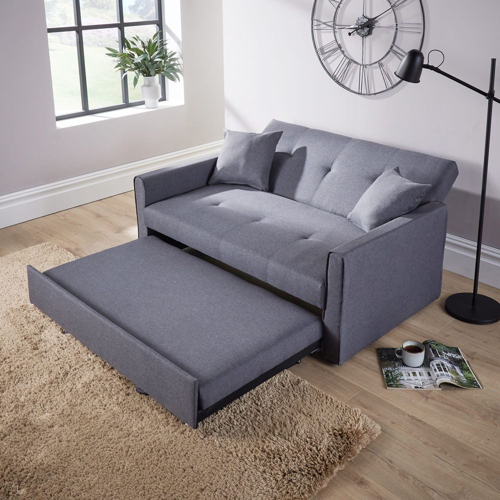 Home Source 2 Seater Dark Grey Sofa Bed Image 9