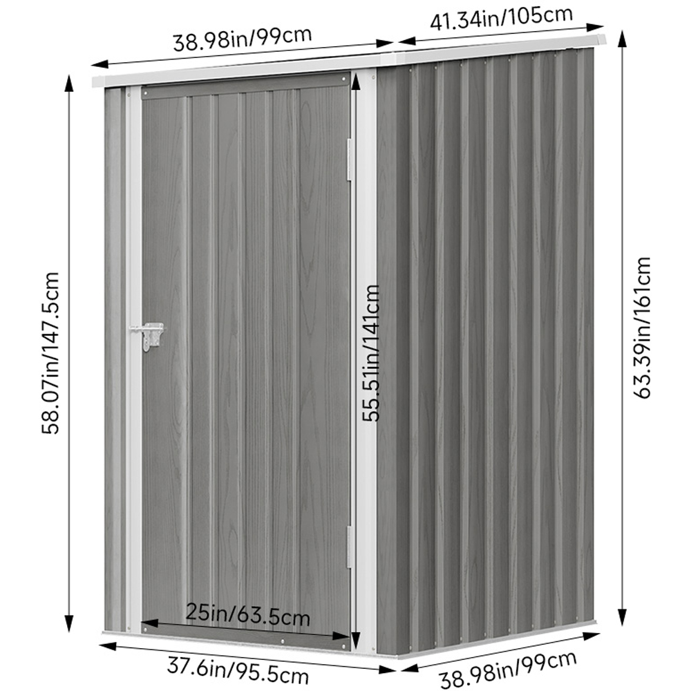 Living and Home 3 x 3ft Grey Metal Garden Storage Shed Image 7