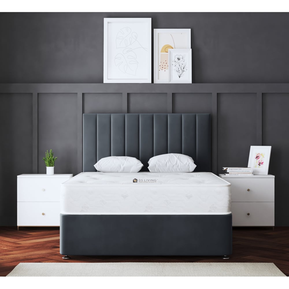 DS Living Amelia King Size Steel Upholstered Panel Divan Bed with 2 Drawer Image 4