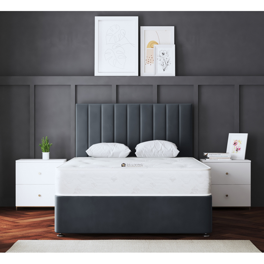 DS Living Amelia Small Double Steel Upholstered Panel Divan Bed with 2 Drawer Image 4