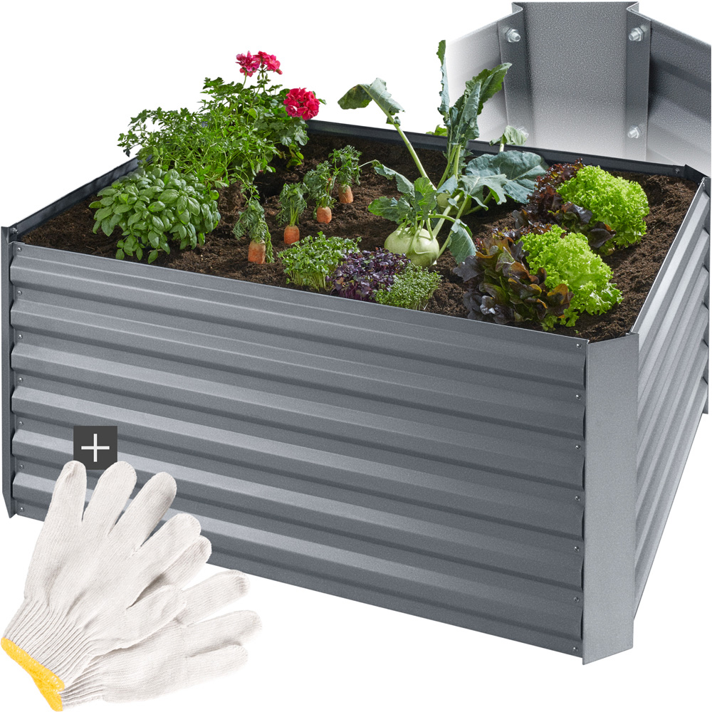 tectake Salvia 90 x 120cm Silver Galvanised Steel Raised Garden Bed Image 2
