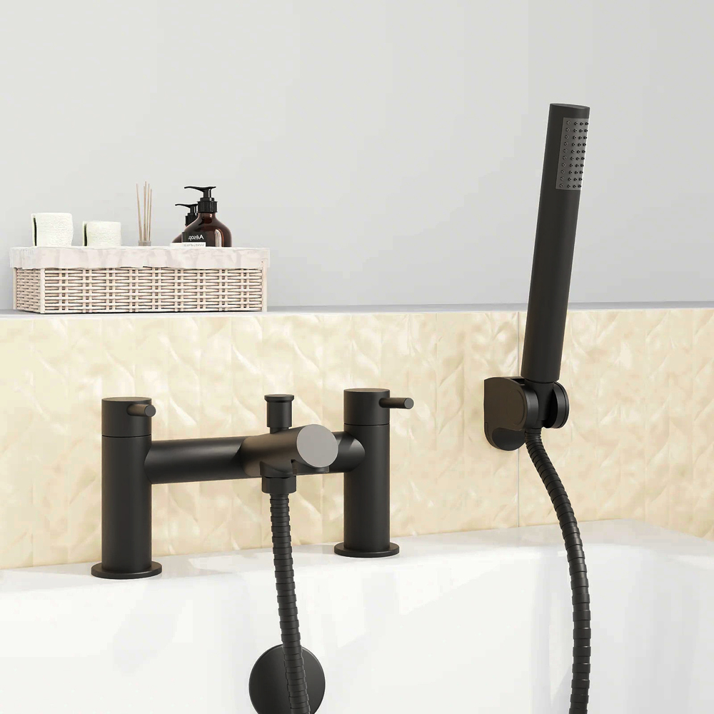 Nes Home Blossom Matte Black Shower Mixer Tap with Handheld Shower Kit Image 2