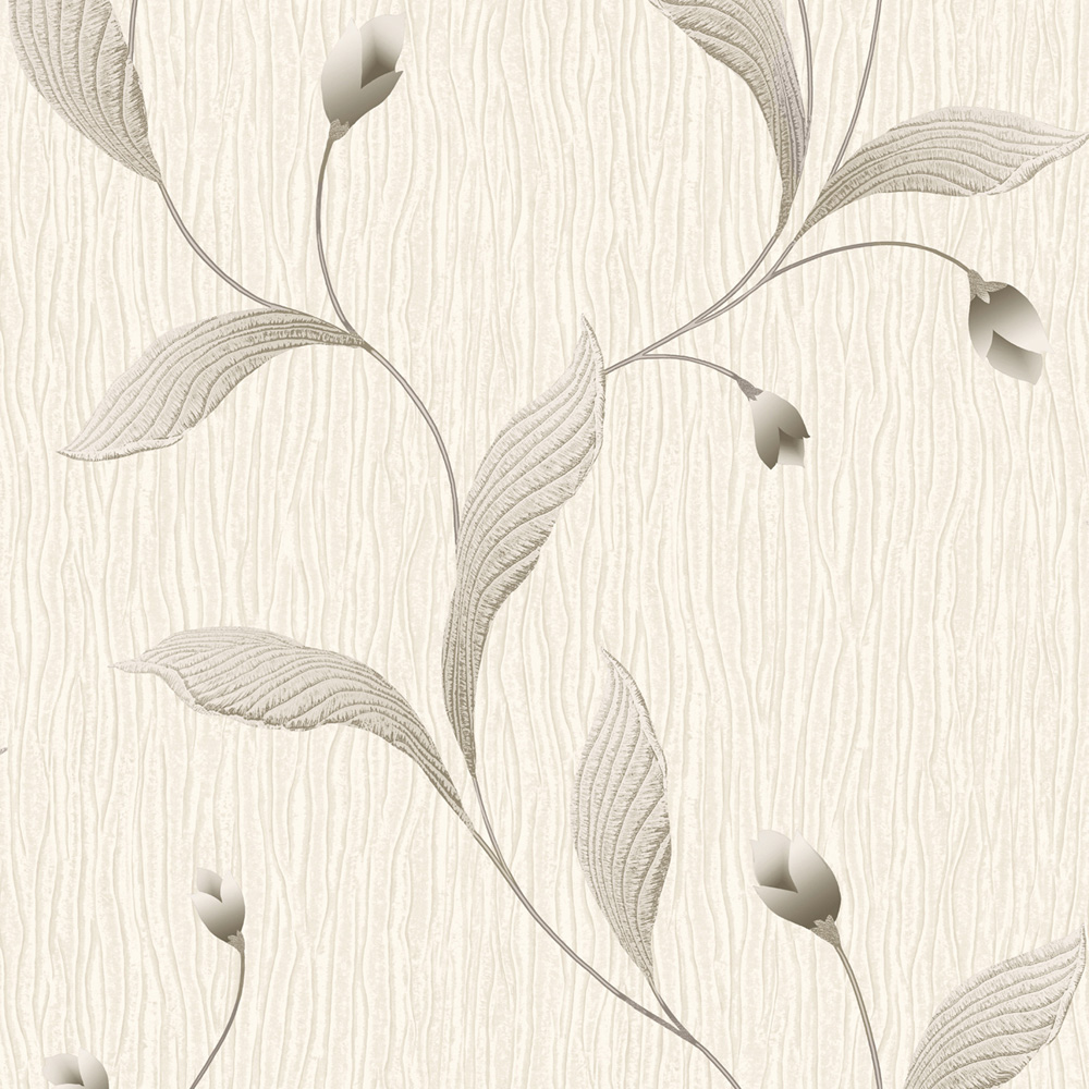 Belgravia Decor Tiffany Floral Leaf Trail Charcoal Wallpaper Image 1
