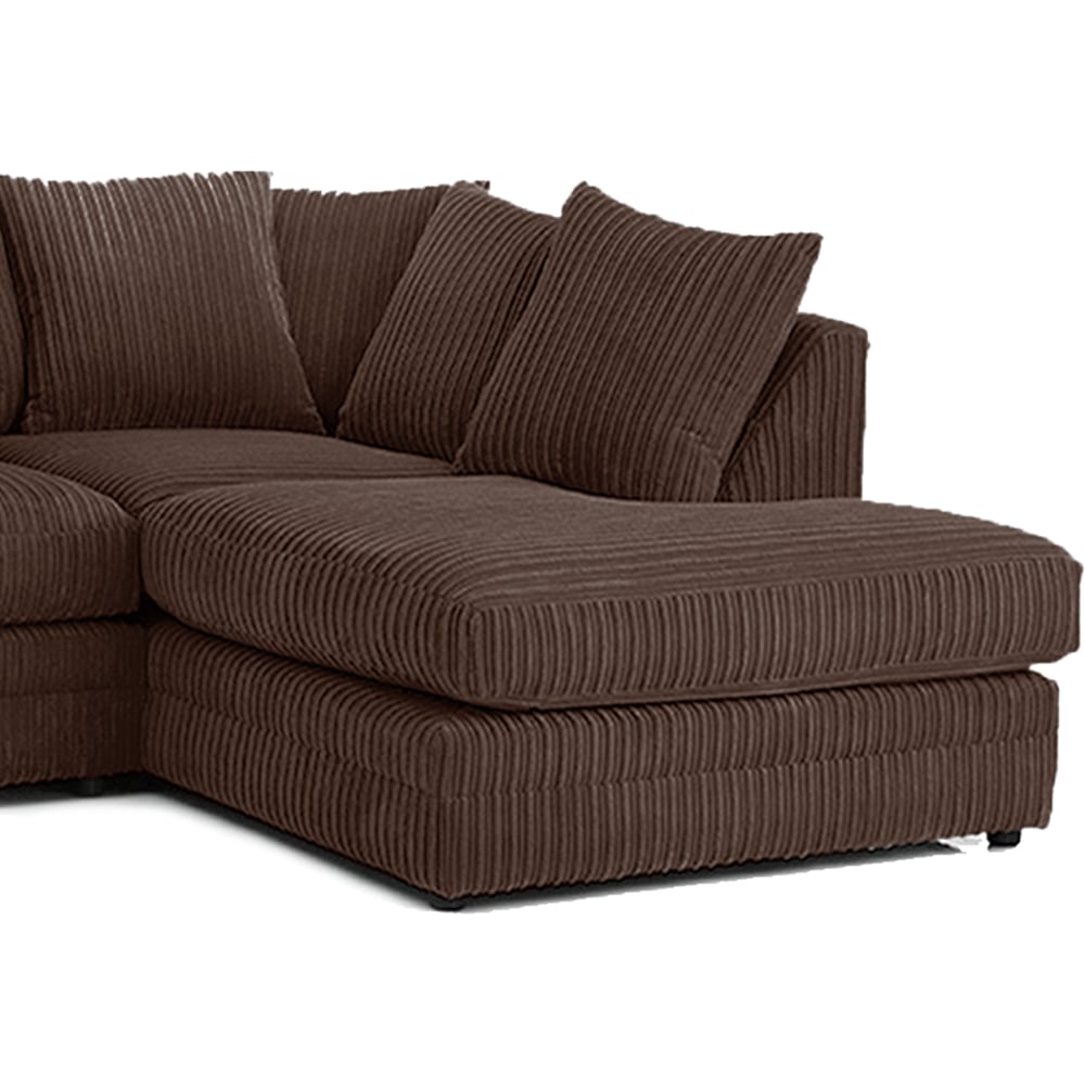 Portland Luxor 4 Seater Chocolate Jumbo Cord Right Hand L Shape Corner Sofa Image 3